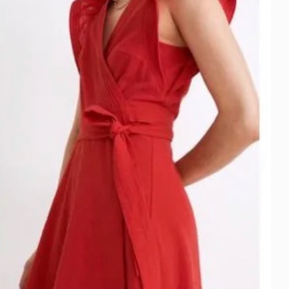 Madewell Ruffle sleeve wrap mini dress